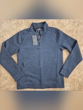 VRST Men's Blue Quarter-Zip Textured Sweater New